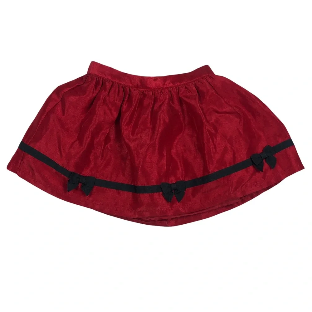 Gymboree Red Satin Skirt with Tiny Black Bows size 5T